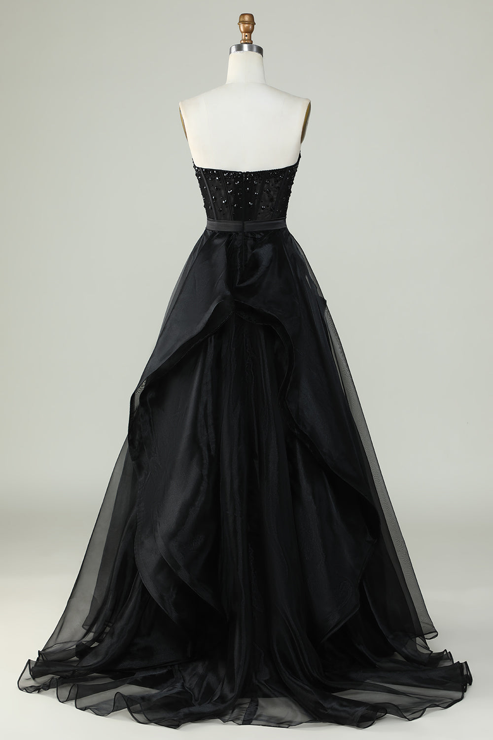 Luolandi Black Princess A Line Sweetheart Strapless Formal Evening Dress Off Shoulder Sparkly